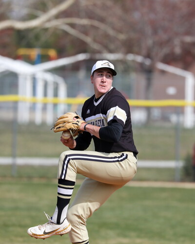 Theo Hughes ('24) pitching for NWU after season-ending Tommy John surgery in 2022. 